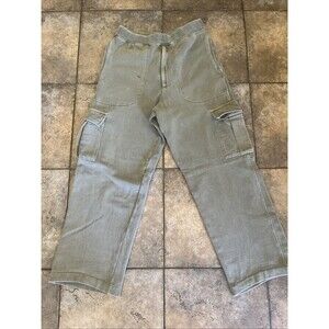 Orvis Cargo Fleece Jogger Pants Men Med Wide leg Sand Sweatpants Lounge